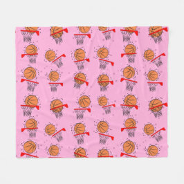 Basketball - Ball and Hoop Pattern  フリースブランケット