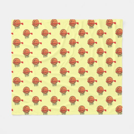 Basketball - Ball and Hoop Pattern   フリースブランケット (正面(横))