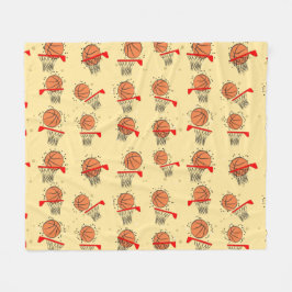 Basketball - Ball & Hoop Seamless Pattern  フリースブランケット
