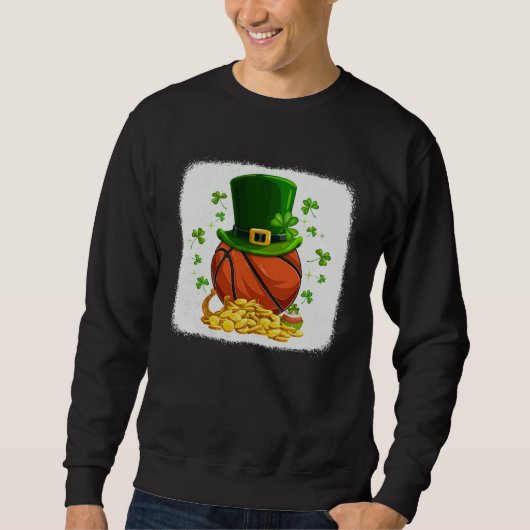 Basketball Ball Leprechaun Hat Shamrock Irish St P スウェットシャツ (正面)