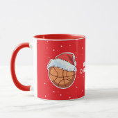 Basketball Ball Red Santa Hat Merry Christmas  マグカップ (左)