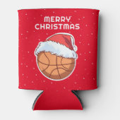 Basketball Ball Red Santa Hat Merry Christmas  缶クーラー (正面)