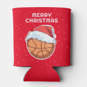Basketball Ball Red Santa Hat Merry Christmas  缶クーラー (裏面)