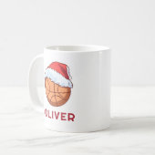 Basketball Ball Red Santa Hat Name Christmas  コーヒーマグカップ (正面左)