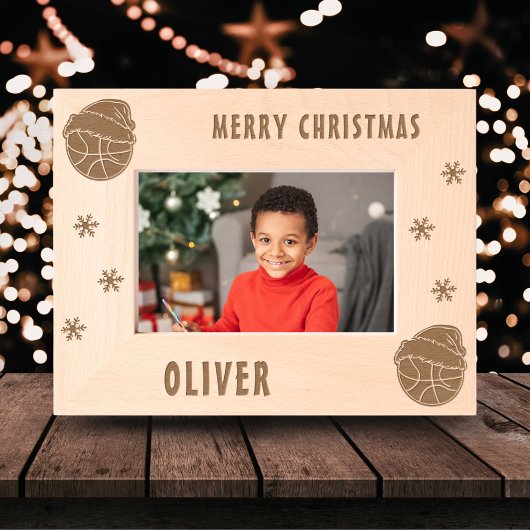 Basketball Ball Sports Merry Christmas レーザー彫刻フレーム