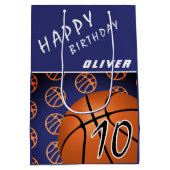 Basketball Ball Sports Modern Happy Birthday Kid ミディアムペーパーバッグ (裏面)
