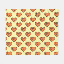 Basketball Ball Texture In Heart Shape Pattern  フリースブランケット