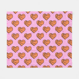 Basketball Ball Texture In Heart Shape - Pattern フリースブランケット