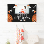 Basketball Balls Flags Black Kids Photo Birthday 横断幕 (インサイチュ)