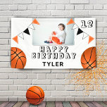 Basketball Balls Flags Kids Photo Birthday Party 横断幕<br><div class="desc">Basketball Balls Flags Kids Photo Birthday Party Banner. The design has two basketballs and birthday party bunting flags in orange, black and white colors. Add your photo and personalize it with your name, age and text and make your own birthday party banner. Great for boys and girls who love basketball....</div>