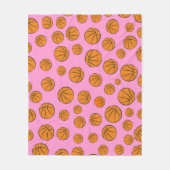 Basketball Balls Pattern on Pink Background  フリースブランケット (正面)