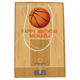 Basketball Birthday ミディアムペーパーバッグ