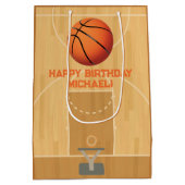 Basketball Birthday ミディアムペーパーバッグ (裏面)