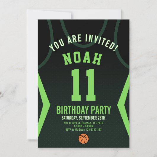 Basketball Birthday Invitation 招待状 (正面)
