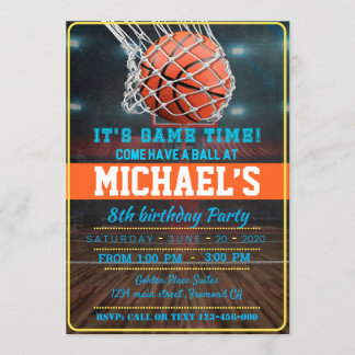 Basketball Birthday Party 招待状