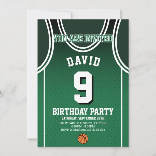 Basketball Birthday Party Invitation 招待状 (正面)