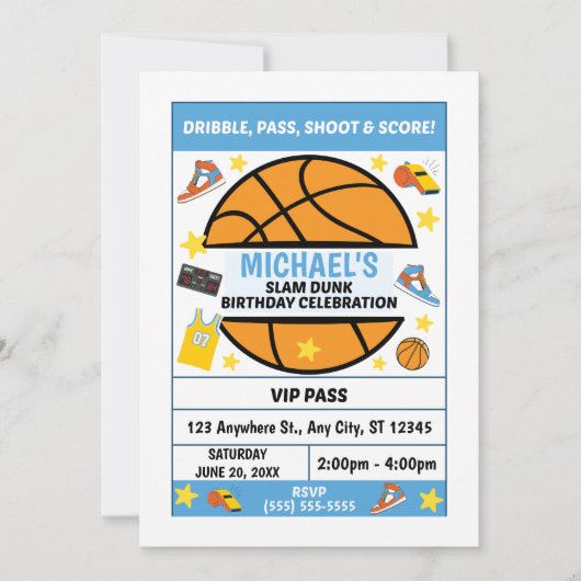 Basketball Birthday Party Invitation 招待状 (正面)
