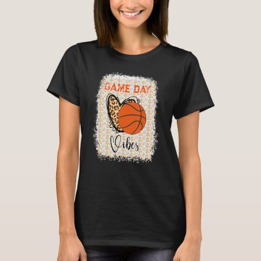 Basketball Bleached Game Day Vibes Basketball Mom  Tシャツ (正面)