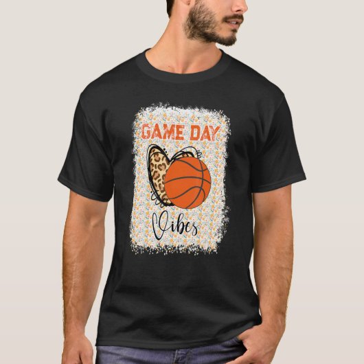 Basketball Bleached Game Day Vibes Basketball Mom  Tシャツ (正面)