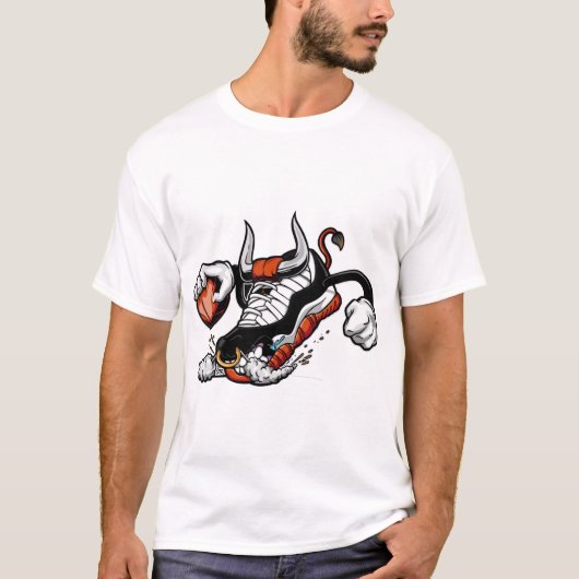 Basketball Bull Sneaker – Urban Monster Shoe Graph Tシャツ (正面)