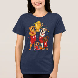 Basketball Champions Dog Family Trophy Celebration トライブレンドＴシャツ