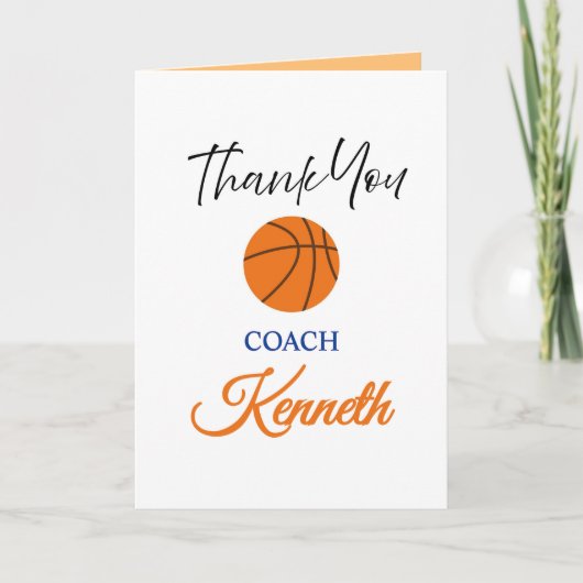 Basketball Coach Appreciation Card, Thank You Card 案内状 (正面)