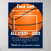 Basketball coach gift with team photo ポスター (正面)