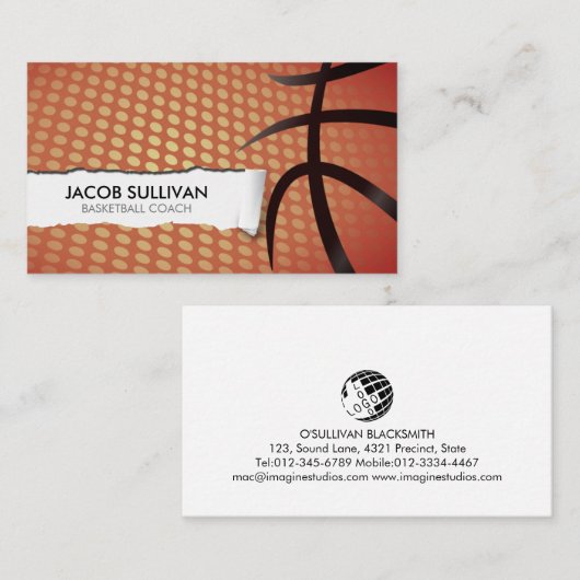 Basketball Coach Scout Professional Sports 名刺 (正面/裏面)