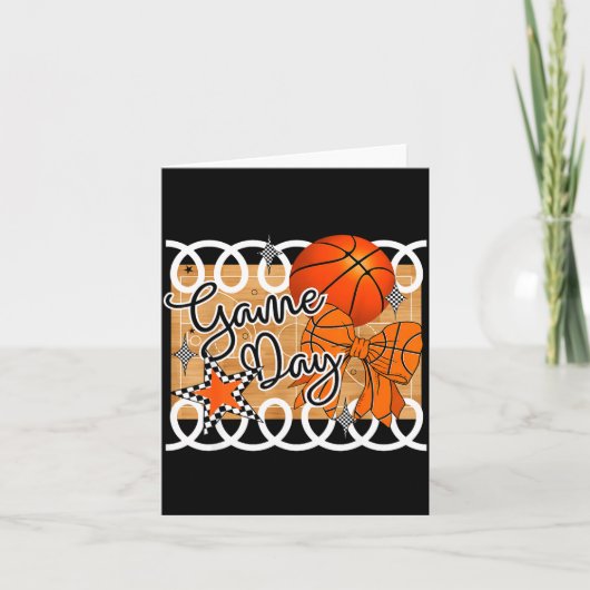 Basketball Coquette Bow Game Day Women Girl  カード (正面)