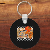 Basketball Coquette Bow Game Day Women Girl  キーホルダー (正面)