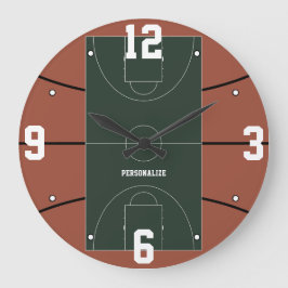 Basketball Court Design Sports Fan Home Decor Gift ラージ壁時計