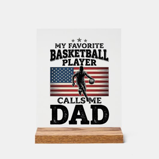 Basketball Dad Patriotic Vintage Engraving T-Shirt アクリルサイン (正面)