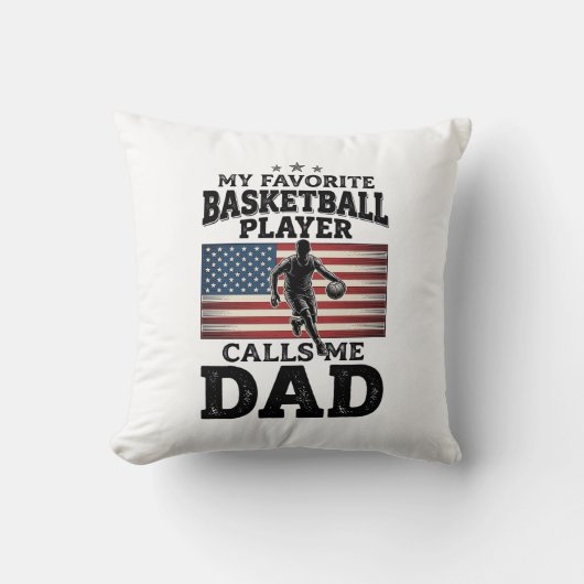 Basketball Dad Patriotic Vintage Engraving T-Shirt クッション (正面)