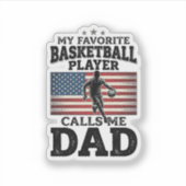 Basketball Dad Patriotic Vintage Engraving T-Shirt シール (正面)