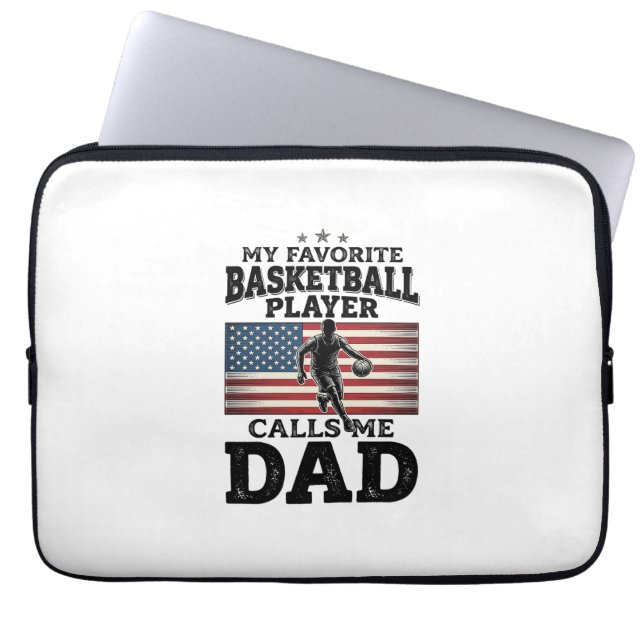 Basketball Dad Patriotic Vintage Engraving T-Shirt ラップトップスリーブ (正面)