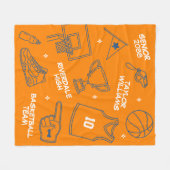 Basketball Doodle Drawing Custom Name Senior Night フリースブランケット (正面(横))