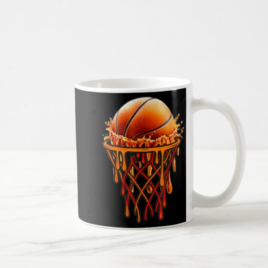 Basketball Drip Graphic, Basketball Funny Bruh Gif コーヒーマグカップ (右)