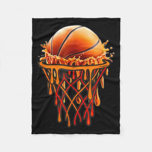 Basketball Drip Graphic, Basketball Funny Bruh Gif フリースブランケット (正面)