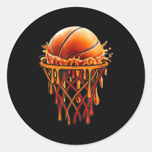 Basketball Drip Graphic, Basketball Funny Bruh Gif ラウンドシール (正面)