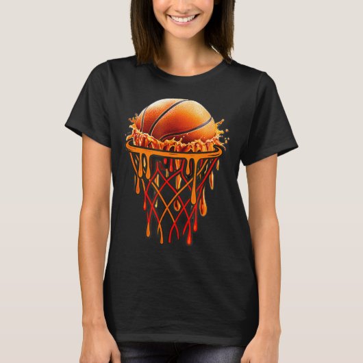 Basketball Drip Graphic, Basketball Funny Bruh Gif Tシャツ (正面)