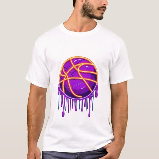 Basketball Drip Neon Basketball Graphics  Tシャツ (正面)