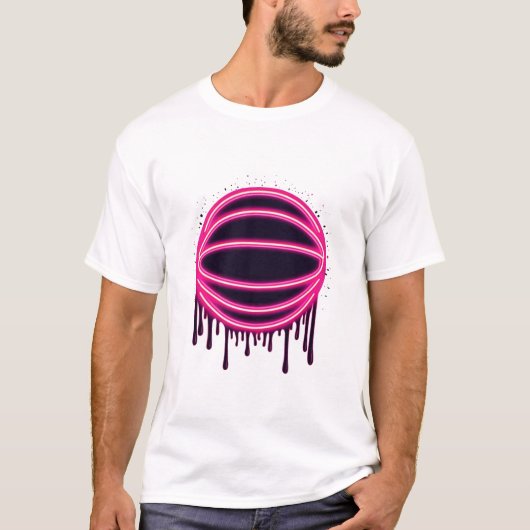 Basketball Drip Neon Basketball Graphics  Tシャツ (正面)