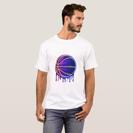 Basketball Drip Neon Basketball Graphics Tシャツ (正面フル)
