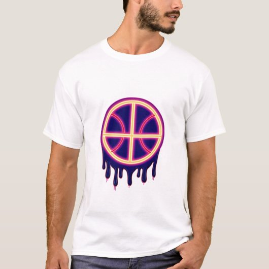 Basketball Drip Neon Basketball Graphics  Tシャツ (正面)