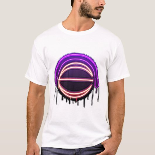 Basketball Drip Neon Basketball Graphics  Tシャツ (正面)