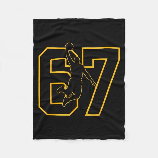 Basketball Drip Number 67 Basketball Player  フリースブランケット (正面)