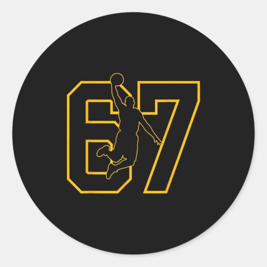 Basketball Drip Number 67 Basketball Player  ラウンドシール (正面)