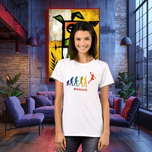 Basketball Evolution Silhouette Slam Dunk Design Tシャツ