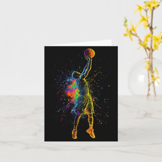 Basketball For Men Kids Youth Player Slam Dunk Tee カード (黄色い花)