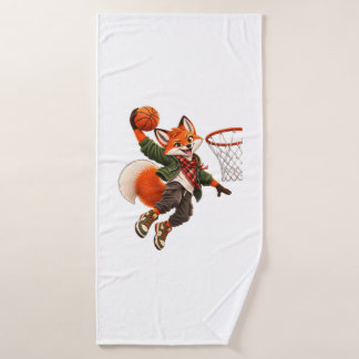 Basketball Fox Bath Towel Cute Dunking Fox Sports バスタオルセット